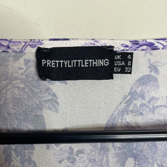 Purple and White Patterned Mini Dress - Picture 6 of 8